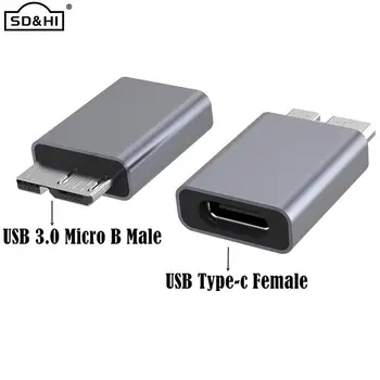 1Pcs USB C Micro B USB3.0 Adapteris C Tipo moterį, Micro B Male spartusis įkrovimas USB Micro 3.0 C Tipo Super Greitis hdD