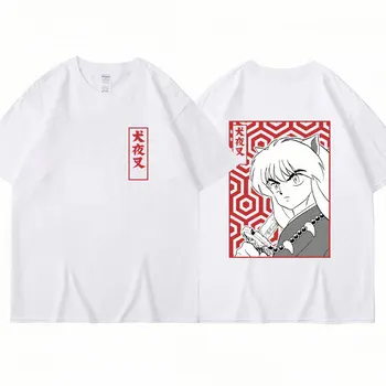 Japonijos Anime Demonas Inuyasha Print T Shirt Sesshoumaru Higurashi Kagome Vyrai Moterys Tees Negabaritinių Medvilnės Atsitiktinis marškinėliai Streetwear Nuotrauka 2