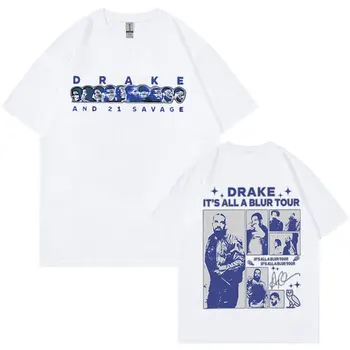 Retro Stiliaus Drake Rap Kelionių 2023 Grafinis Marškinėliai vyriški Hip-Hop Tendencija Negabaritinių marškinėliai Unisex 100% Medvilnės Mados Tees Streetwear Nuotrauka 2