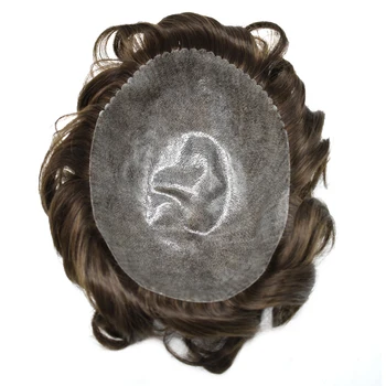 Vyrų Hairpiece 0.12 mm Švirkščiamas Odos Vyrai Toupee Patvarus, Perukai Vyrams, Žmogaus Plaukų Kapiliarų Sistemą Protezavimas Plaukų Vienetas Vyras Nuotrauka 2