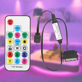 USB 5V 17 Mygtukai RGB Valdiklis LED Šviesos Juostelės Nuotolinio valdymo pultelis Paprastas Reguliatorius 3 Pin SATA 4Pin PC Kompiuterio Atveju Apšvietimas Nuotrauka 2