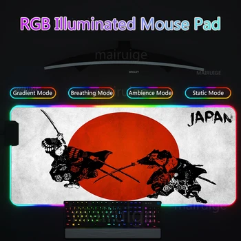 RGB Led Backlight Pelės Mygtukai Japonų Stiliaus Kilimas Didelė Klaviatūra MouseMat Ninja Meno Žaidimų Reikmenys, Stalo Patiesalai XXL Žaidėjus Kilimėlis