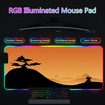 RGB Led Backlight Pelės Mygtukai Japonų Stiliaus Kilimas Didelė Klaviatūra MouseMat Ninja Meno Žaidimų Reikmenys, Stalo Patiesalai XXL Žaidėjus Kilimėlis Nuotrauka 2