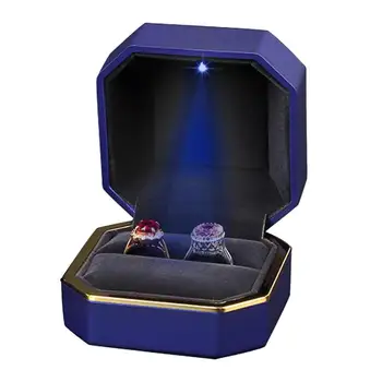 LED Vestuvinis Žiedas Lange Vestuvinis Papuošalų Dėžutė Su LED Šviesos Kvadratinių Papuošalai Ekranas Atveju, Žiedai, Karoliai, Pakabukas Dovanų Dėžutė