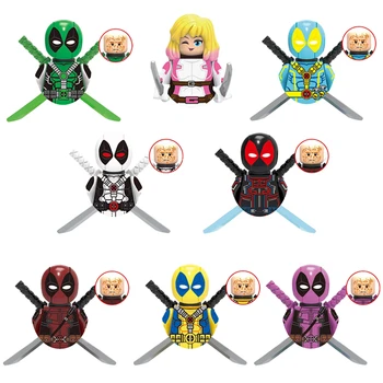 Superherojus Deadpool Mini Anime Duomenys Blokai Žaislas Rožinis Gwenpool Figūrėlės 