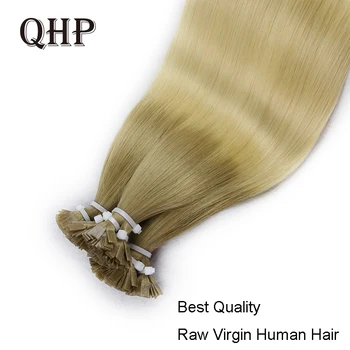 QHP Butas Patarimas Plaukų priauginimas 100% Raw Mergelės Žmogaus Plaukų Stick Keratino Kapsules Prieš Surištos Spalvų Tiesiai Brazilija 50pcs 1g/vnt